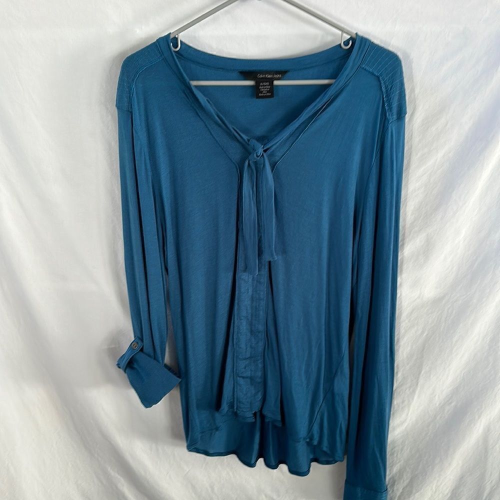 CalvinKlein Jeansβlong sleeve 100% modal teal long sleeveβtop